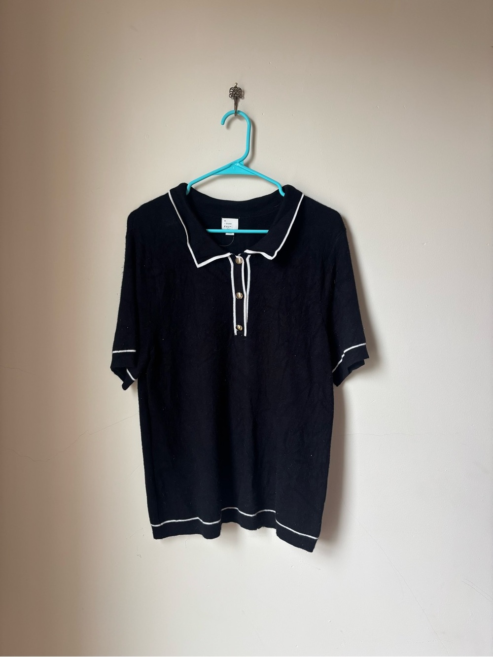 New Day short-sleeve black knit polo top